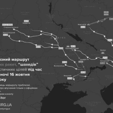 Texty показали приблизні маршрути шахедів та ракет під час атаки цієї ночі