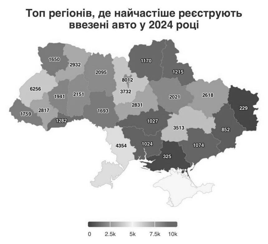 Київ на 1 місці за кількістю імпортованих авто в 2024 році