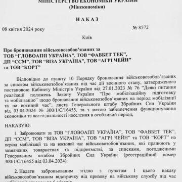 Працівників “Glovo”, “Visa” та “Favbet” забронювали від мобілізації, — Мінекономіки